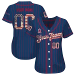 personalized los angeles angels vertical stripes blue jersey best selling