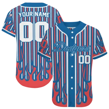 personalized los angeles dodgers blazing stripes blue jersey best selling