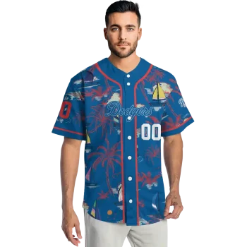personalized los angeles dodgers sailboat island blue jersey fashion forward