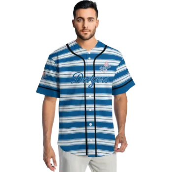 personalized los angeles dodgers stripe layers blue white jersey fashion forward