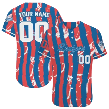 personalized los angeles dodgers stripe paint blue jersey best selling