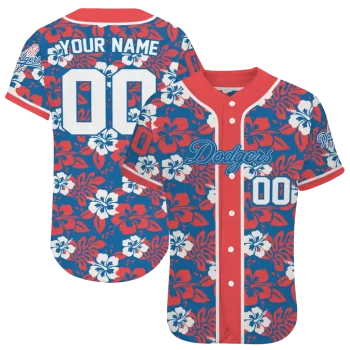 personalized los angeles dodgers tropical hibiscus red jersey best selling