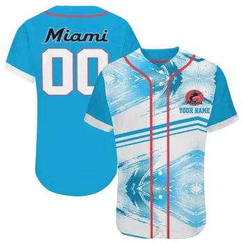 personalized miami marlins arrow fade blue white jersey best selling