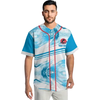 personalized miami marlins arrow fade blue white jersey fashion forward