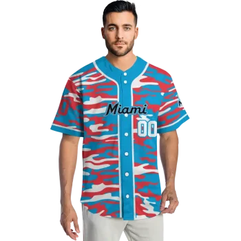 personalized miami marlins camo splash blue jersey fashion forward