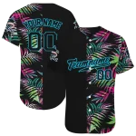 personalized miami marlins palm leaf black jersey best selling