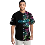 personalized miami marlins palm leaf black jersey best selling