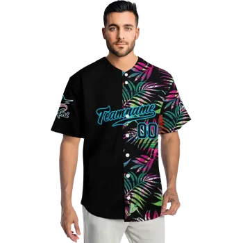 personalized miami marlins palm leaf black jersey fashion forward