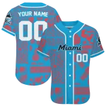 personalized miami marlins pineapple palm geo blue jersey best selling