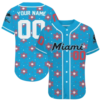 personalized miami marlins snowflake festive blue jersey best selling