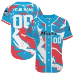 personalized miami marlins splash swirl blue jersey best selling