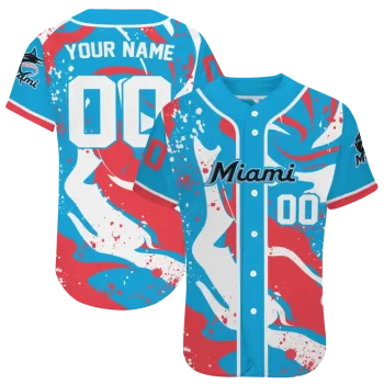personalized miami marlins splash swirl blue jersey best selling