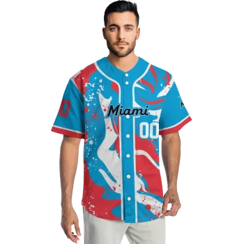 personalized miami marlins splash swirl blue jersey fashion forward