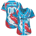 personalized miami marlins splash swirl blue jersey best selling