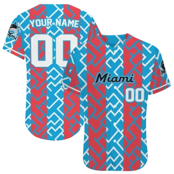 personalized miami marlins squares grid blue jersey best selling