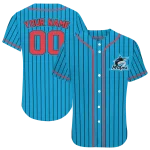 personalized miami marlins stripe pattern blue jersey best selling
