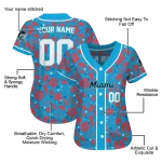 personalized miami marlins tropical hibiscus seashells blue jersey best selling
