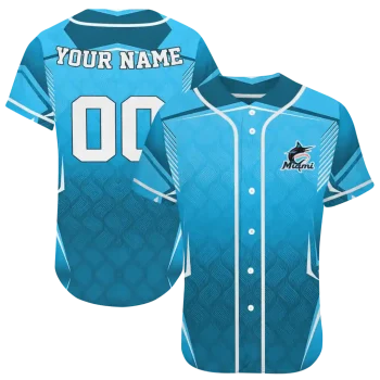 personalized miami marlins wavy flow blue jersey best selling