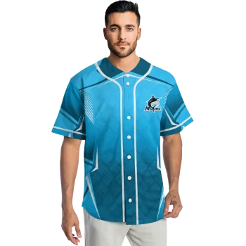 personalized miami marlins wavy flow blue jersey fashion forward
