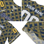 personalized milwaukee brewers chevron interlock navy blue jersey best selling