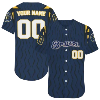 personalized milwaukee brewers chevron rhythm navy blue jersey best selling