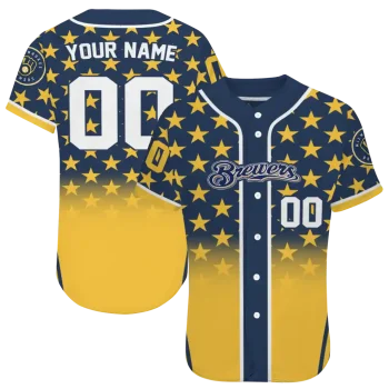 personalized milwaukee brewers star burst yellow jersey best selling