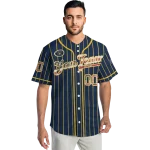personalized milwaukee brewers vertical stripes navy blue jersey best selling