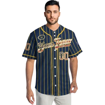 personalized milwaukee brewers vertical stripes navy blue jersey fashion forward