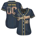 personalized milwaukee brewers vertical stripes navy blue jersey best selling