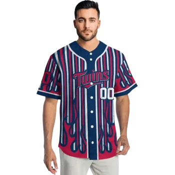personalized minnesota twins blazing stripes navy jersey fashion forward