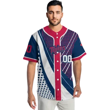 personalized minnesota twins curved stripes navy white jersey fashion forward