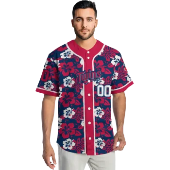 personalized minnesota twins tropical hibiscus red jersey fashion forward