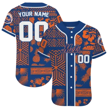 personalized new york mets pineapple palm geo blue jersey best selling