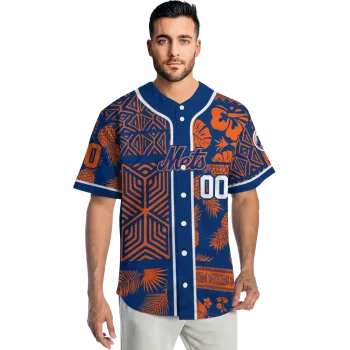 personalized new york mets pineapple palm geo blue jersey fashion forward