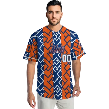 personalized new york mets squares grid blue jersey fashion forward