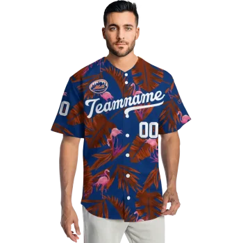 personalized new york mets tropical flamingo blue jersey fashion forward