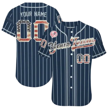 personalized new york yankees vertical stripes navy jersey best selling