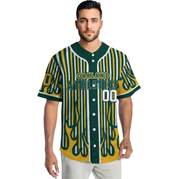 personalized oakland athletics blazing stripes green jersey fashion forward