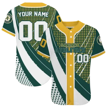 personalized oakland athletics curved stripes green white jersey best selling