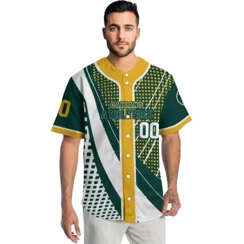 personalized oakland athletics curved stripes green white jersey fashion forward
