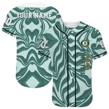 personalized oakland athletics psychedelic curves green jersey best selling