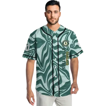 personalized oakland athletics psychedelic curves green jersey fashion forward