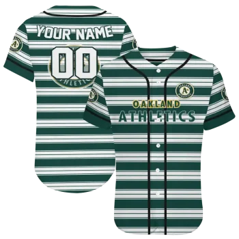 personalized oakland athletics stripe layers green white jersey best selling