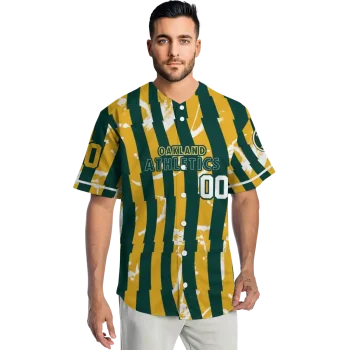 personalized oakland athletics stripe paint green jersey fashion forward