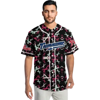 personalized philadelphia phillies abstract x black jersey fashion forward