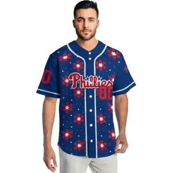 personalized philadelphia phillies snowflake festive blue jersey fashion forward