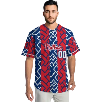 personalized philadelphia phillies squares grid blue jersey fashion forward