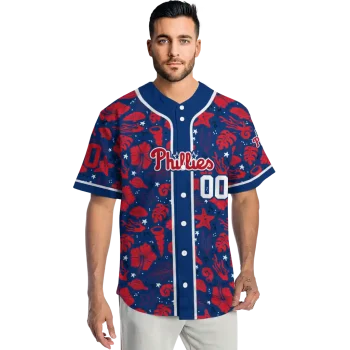 personalized philadelphia phillies tropical hibiscus seashells blue jersey fashion forward