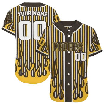 personalized san diego padres blazing stripes brown jersey best selling