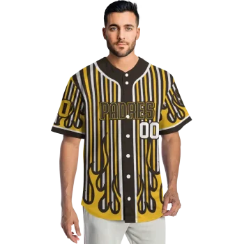 personalized san diego padres blazing stripes brown jersey fashion forward